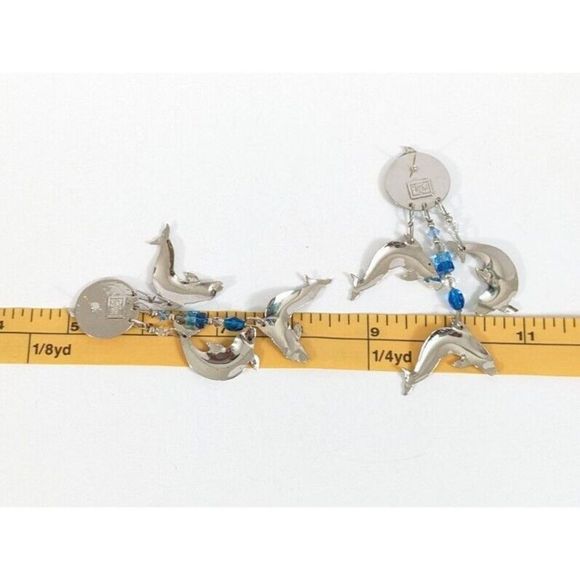 Lunch at the Ritz Dolphin Dance Dangle stud Earrings 14k gold posts rare retired - Picture 6 of 10